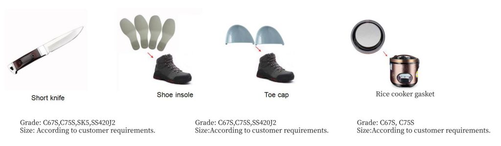 Steel belts for knives, rice cooker gaskets and shoe accessories Steel belts for knives rice cooker gaskets and shoe accessories